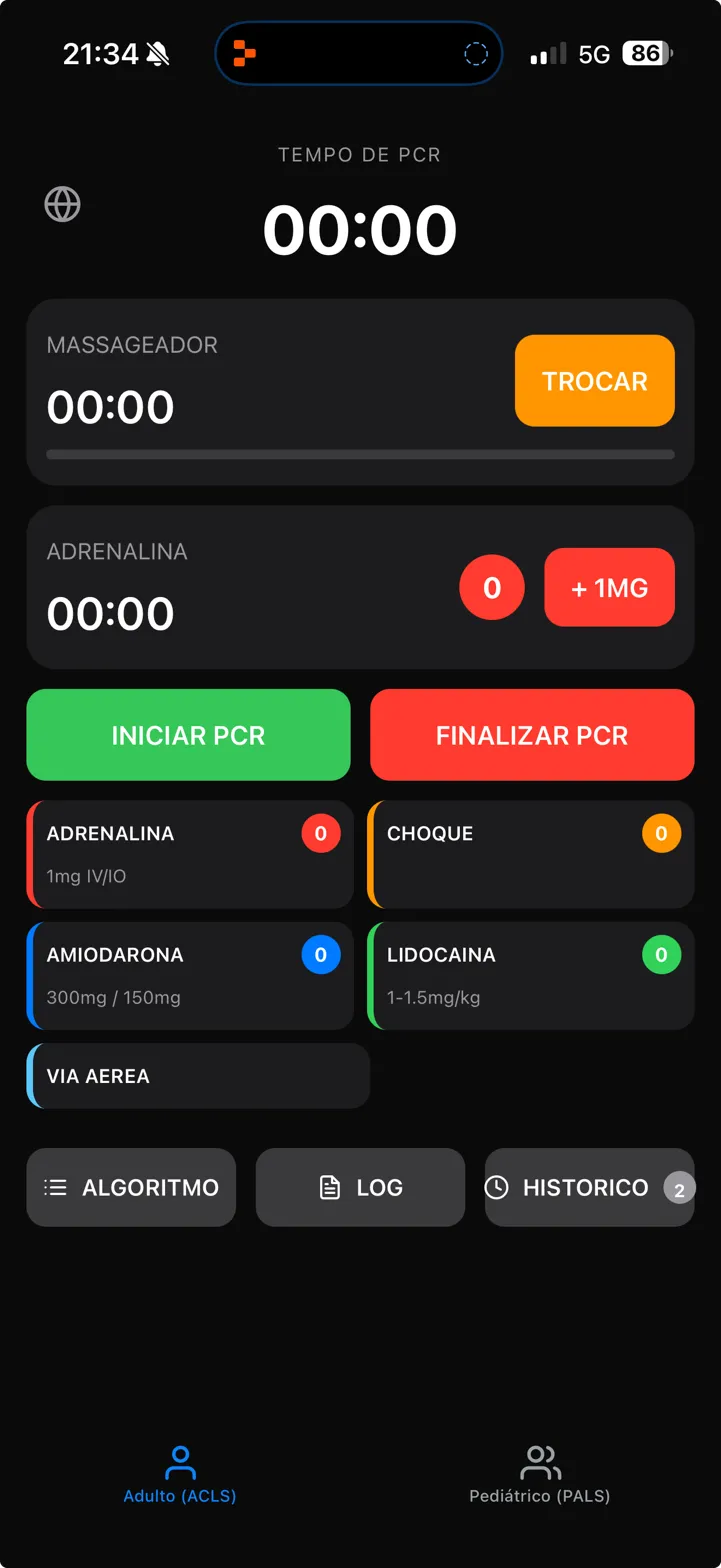 CPR Commander App — Main ACLS screen